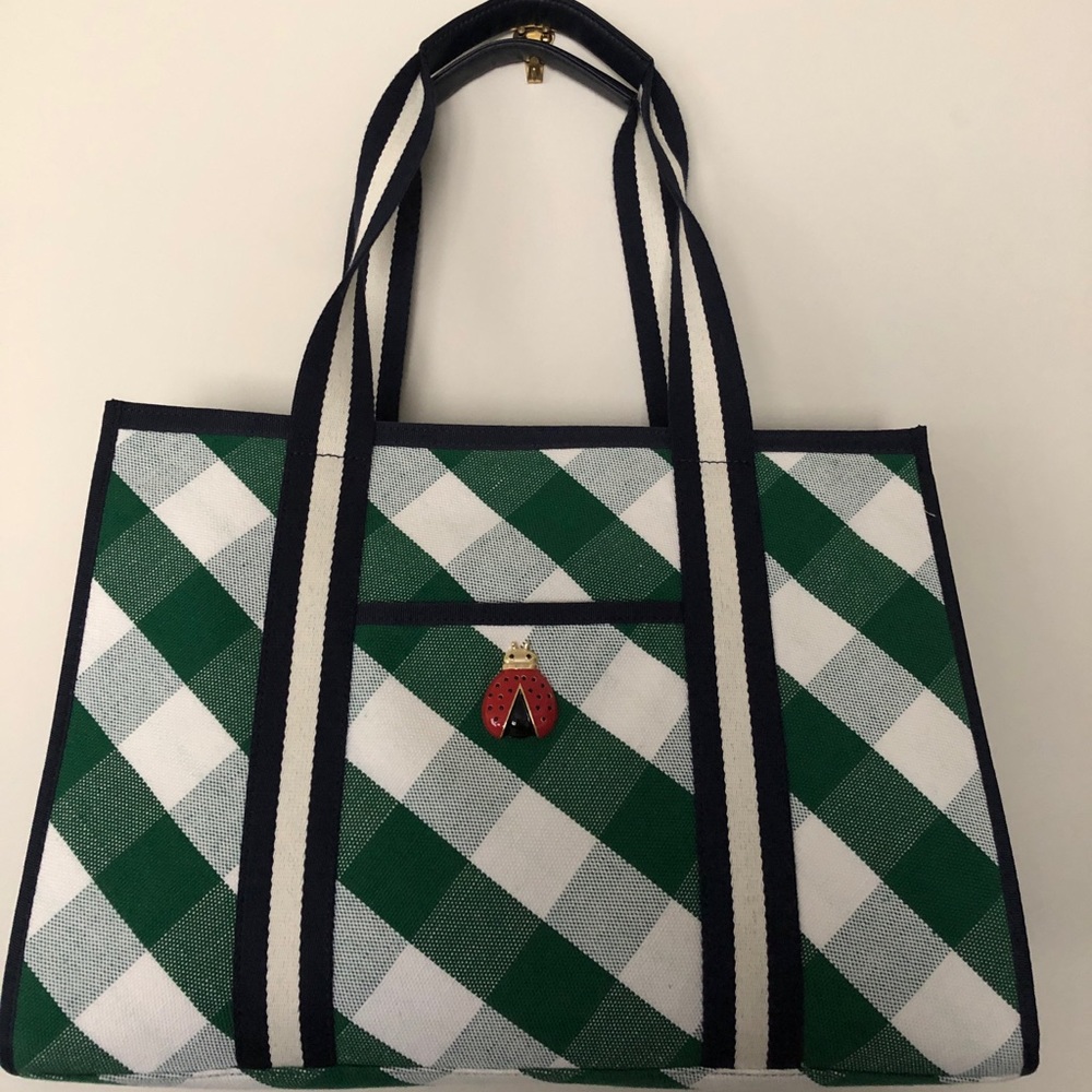 Talbot’s Gingham Canvas Ladybug Handbag